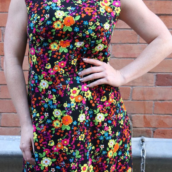 Vintage 70s day glo floral maxi - Picture 2 of 6